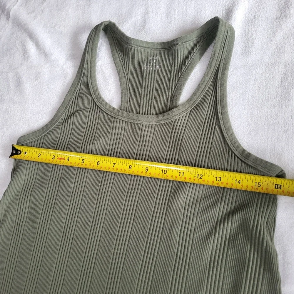 Aerie Women’s Racerback Tank Dress Olive Ribbed Knit‎ Sleeveless size Small - Picture 8 of 9
